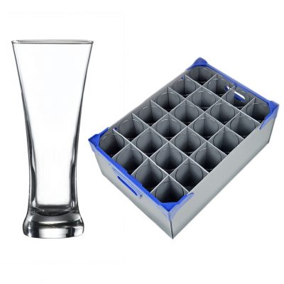 Sorgun Pilsner Beer Glass 38cl / 13.25oz - 24 Pack and Glassware Storage Box