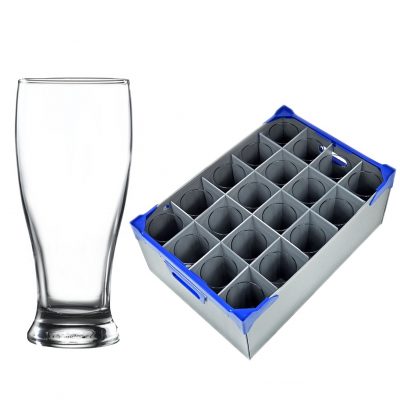 Brotto Beer Glass 56.5cl / 20oz - 20 Pack and Glassware Storage Box