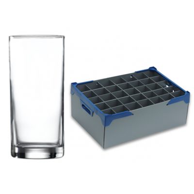 Liberty Hiball Tumblers, 29cl / 10oz - 35 Pack and Glassware Storage Box