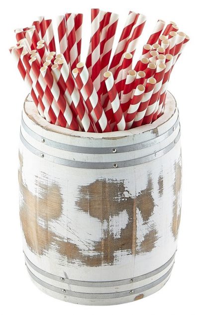 Miniature White Wash Wooden Barrel 11.5 Dia x 13.5cm