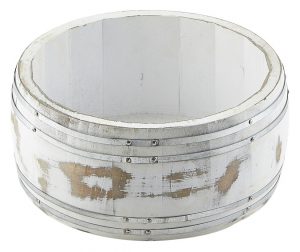 Miniature White Wash Wooden Barrel 16.5 Dia x 8cm