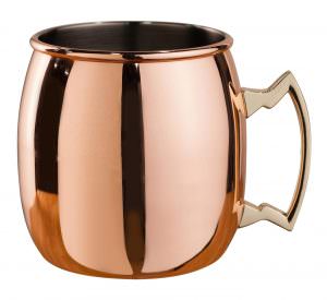 Beaumont Mezclar Copper Plated 500ml Curved Moscow Mule Mug Brass Handle