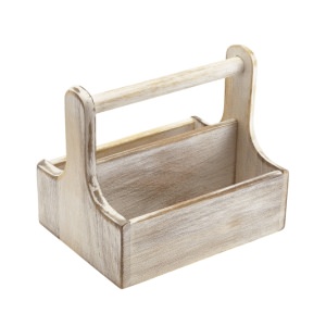 Medium White Wooden Table Caddy