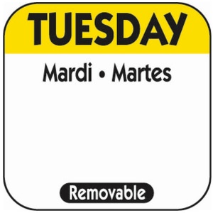 25mm Tuesday Removable Day Labels (1000)