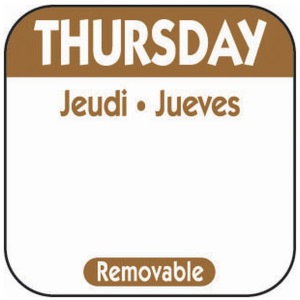 25mm Thursday Removable Day Labels (1000)