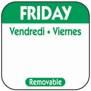 25mm Friday Removable Day Labels (1000)