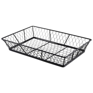Genware Rectangular Black Wire Basket 31.5 x 21.5 x 6cm