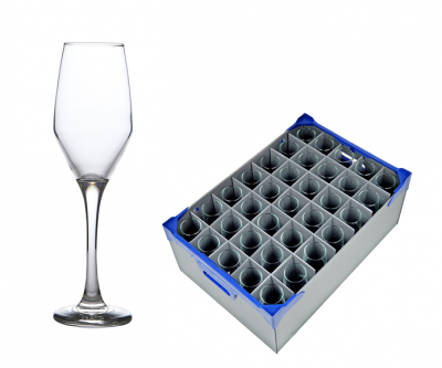 Ella Champagne Flute 23cl/8.1oz - 35 Pack and 1 x Glassware Storage Box