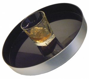 Non-Slip-Black-Tray-Brushed-Aluminium-Effect-330mm-dia